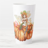 Waterverf Forest Fairy & Autumn Pumpkin Bouquet Latte Mok (Voorkant)