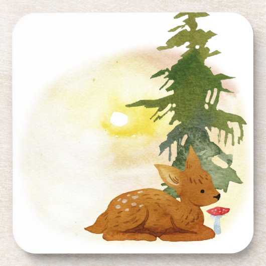 Waterverf Forest Fawn Onderzetter (Voorkant)