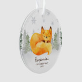 Waterverf Forest Fox Baby's Eerste Kerstmis Ornament (voorkant)