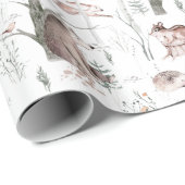 Waterverf Forest Friends Baby shower Cadeaupapier (Rol Hoek)