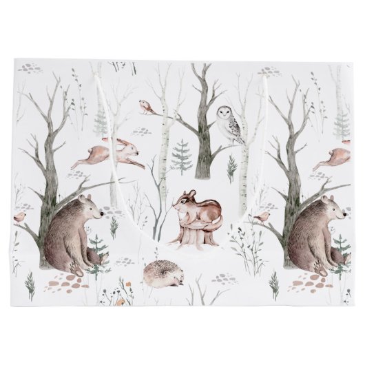 Waterverf Forest Friends Baby shower Groot Cadeauzakje (Achterkant)