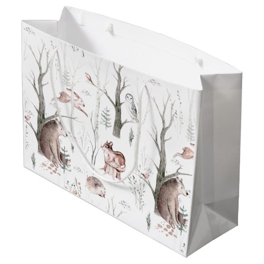 Waterverf Forest Friends Baby shower Groot Cadeauzakje (Achterkant Gekanteld)