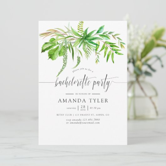 Waterverf Forest Greenery Bachelorette Party Kaart (Staand voorkant)