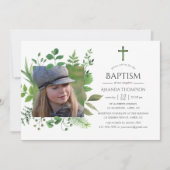 Waterverf Forest Greenery Baptism of Christening Kaart (Voorkant)