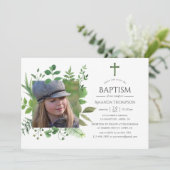 Waterverf Forest Greenery Baptism of Christening Kaart (Staand voorkant)