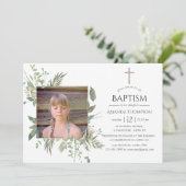 Waterverf Forest Greenery Baptism of Christening Kaart (Staand voorkant)