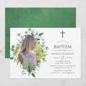 Waterverf Forest Greenery Baptism of Christening Kaart (Voorkant / Achterkant)