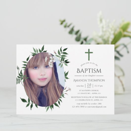 Waterverf Forest Greenery Baptism of Christening Kaart (Staand voorkant)