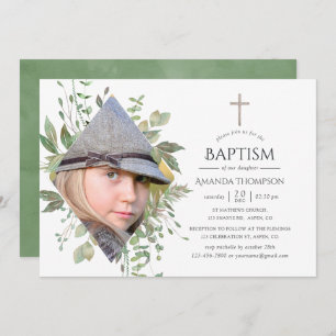 Waterverf Forest Greenery Baptism of Christening Kaart