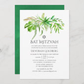 Waterverf Forest Greenery Bat Mitzvah Kaart (Voorkant / Achterkant)