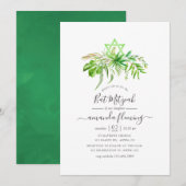 Waterverf Forest Greenery Bat Mitzvah Kaart (Voorkant / Achterkant)