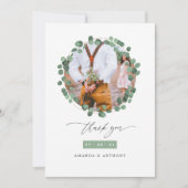 Waterverf Forest Greenery Eucalyptus Wedding Bedankkaart (Voorkant)