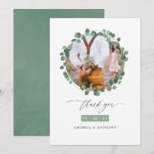 Waterverf Forest Greenery Eucalyptus Wedding Bedankkaart (Voorkant / Achterkant)