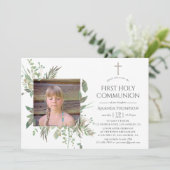 Waterverf Forest Greenery First Heilige Communie Kaart (Staand voorkant)