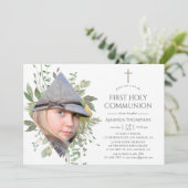 Waterverf Forest Greenery First Heilige Communie Kaart (Staand voorkant)