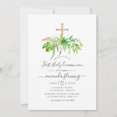 Waterverf Forest Greenery First Heilige Communie Kaart (Voorkant)