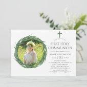Waterverf Forest Greenery First Heilige Communie Kaart (Staand voorkant)