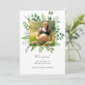 Waterverf Forest Greenery Fotozwangerschap Aankondiging (Staand voorkant)