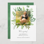 Waterverf Forest Greenery Fotozwangerschap Aankondiging (Voorkant / Achterkant)