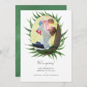 Waterverf Forest Greenery Fotozwangerschap Aankondiging (Voorkant / Achterkant)