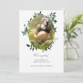 Waterverf Forest Greenery Fotozwangerschap Aankondiging (Staand voorkant)