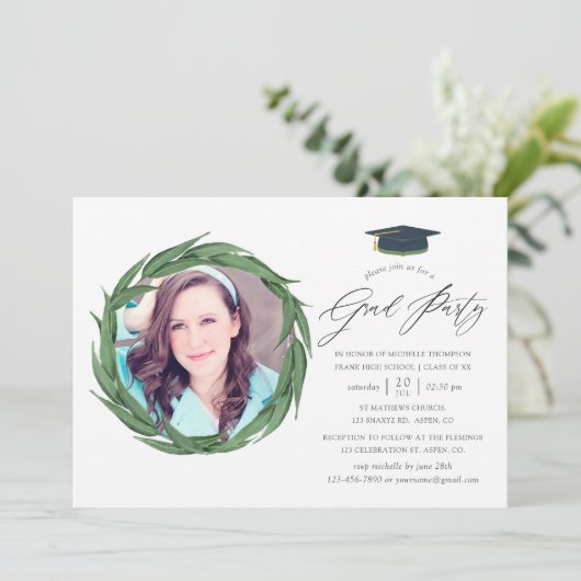 Waterverf Forest Greenery Graduy Party Kaart (Staand voorkant)
