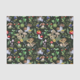 Waterverf Forest Greenery Mushrooms Berries Green Tissuepapier