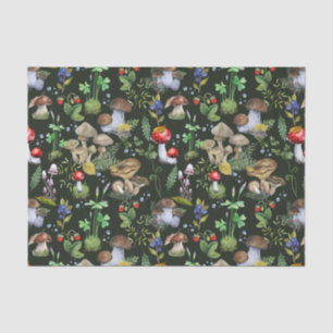 Waterverf Forest Greenery Mushrooms Berries Green Tissuepapier