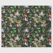 Waterverf Forest Greenery Mushrooms Berries Herfst Cadeaupapier (Vlak)