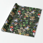 Waterverf Forest Greenery Mushrooms Berries Herfst Cadeaupapier (Uitgerold)