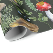 Waterverf Forest Greenery Mushrooms Berries Herfst Cadeaupapier (Rol Hoek)