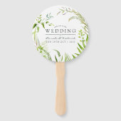 Waterverf Forest Greenery Wedding Favor Handwaaier (Voorkant)