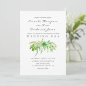 Waterverf Forest Greenery Wedding Invitation Kaart (Staand voorkant)
