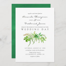 Waterverf Forest Greenery Wedding Invitation Kaart