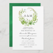 Waterverf Forest Greenery Wedding Invitation Kaart (Voorkant / Achterkant)