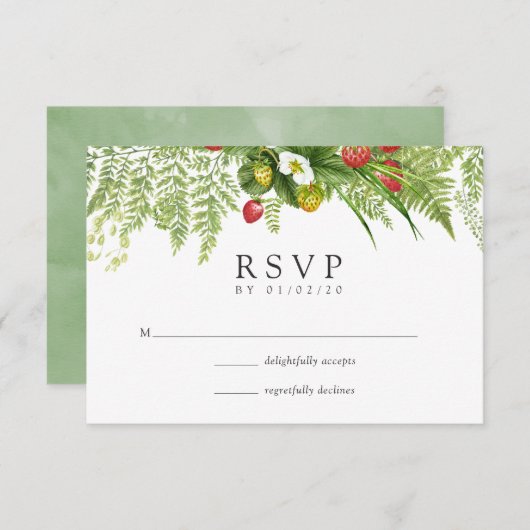 Waterverf Forest Greenery Wedding RSVP Kaartje (Voorkant / Achterkant)