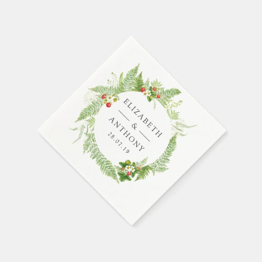 Waterverf Forest Greenery Wedding Servet (Hoek)