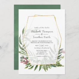Waterverf Forest Herbarium Geometric Wedding Kaart