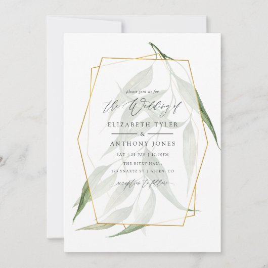 Waterverf Forest Herbarium Geometric Wedding Kaart (Voorkant)