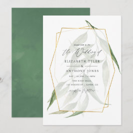 Waterverf Forest Herbarium Geometric Wedding Kaart