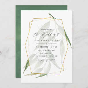 Waterverf Forest Herbarium Geometric Wedding Kaart