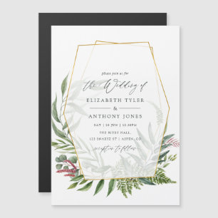 Waterverf Forest Herbarium Geometric Wedding Magnetische Uitnodiging