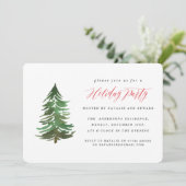 Waterverf Forest Holiday party uitnodiging. Feestdagenkaart (Staand voorkant)