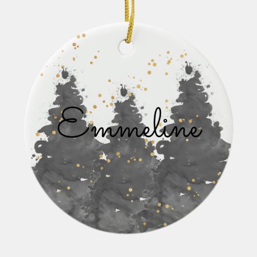 Waterverf Forest Keramisch Ornament (Voorkant)