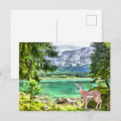 Waterverf Forest Lake Deer Landschap Briefkaart (Voorkant / Achterkant)