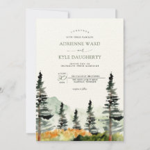 Waterverf Forest Landscape Mountain Wedding Invit