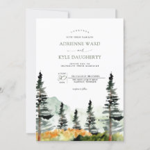 Waterverf Forest Landscape Mountain Wedding