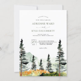 Waterverf Forest Landscape Mountain Wedding Kaart