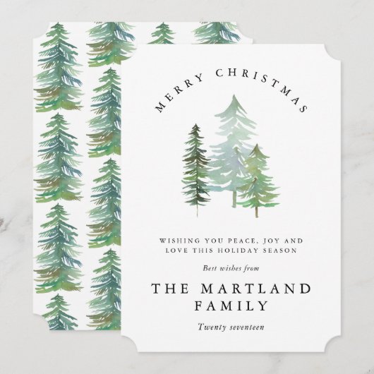 WATERVERF FOREST-MERRY CHRISTMAS FEESTDAGENKAART (Voorkant / Achterkant)