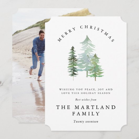 WATERVERF FOREST-MERRY CHRISTMAS (FOTOGRAAF) FEESTDAGENKAART (Voorkant / Achterkant)